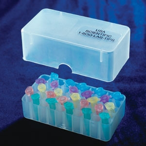 Polypropylene 50-place box for 0.5 mL tubes, natural, 4 11/16" L x 2 7/16" W x 1 3/4" H 
